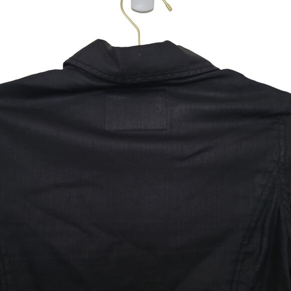 Adriano Goldschmeid Faux Leather Moto Jacket Size Small S Black Wax Coat Cropped - Picture 8 of 11